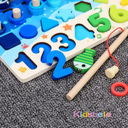 Juguetes de matemáticas Coraleda para niños pequeños, rompecabezas de madera educativos, juguetes de pesca, juegos de clasificación, conteo, números, formas, juego de mesa.