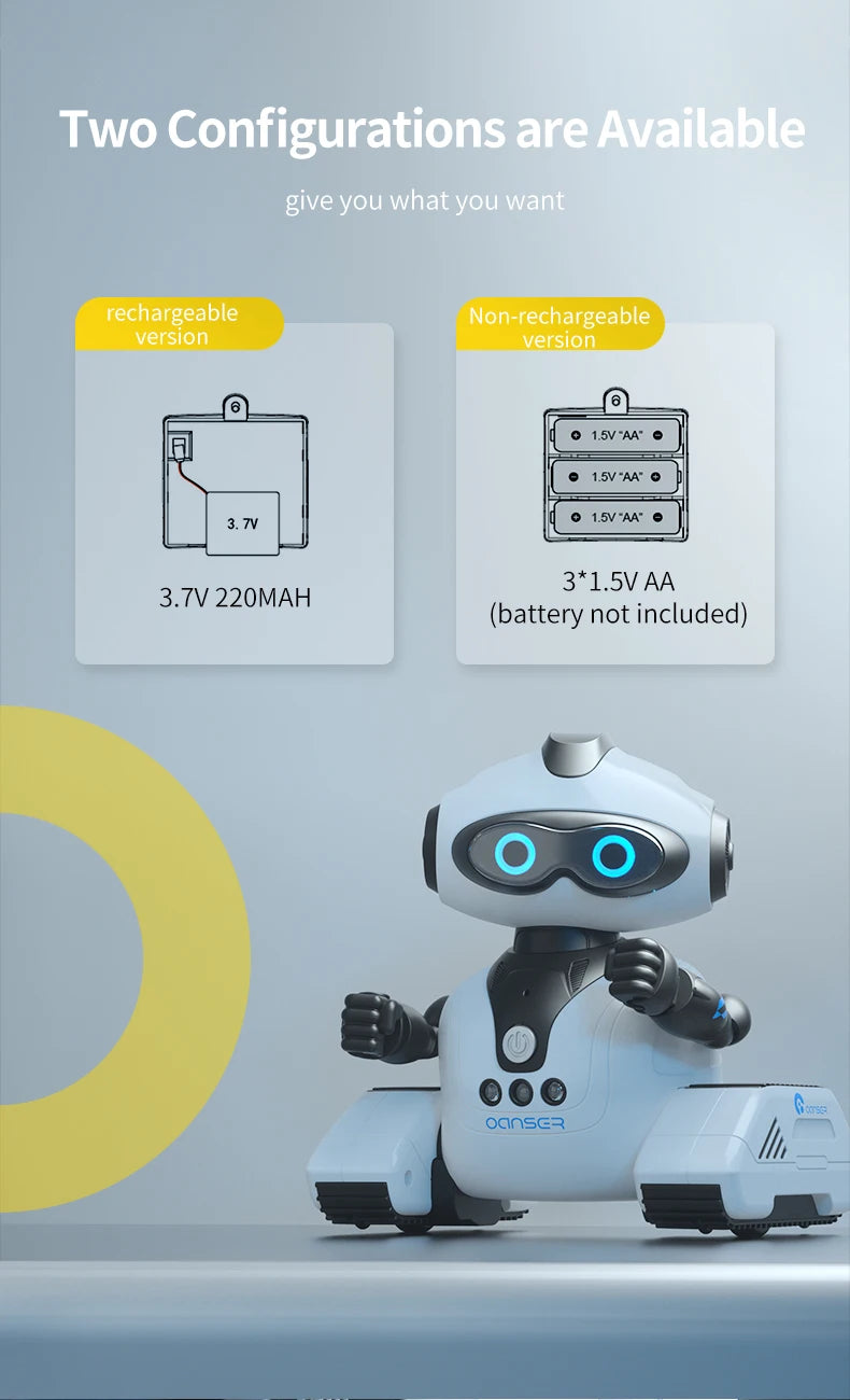 Robot de juguete inteligente de gestos con grabación de música, educación, programación, ciencia.