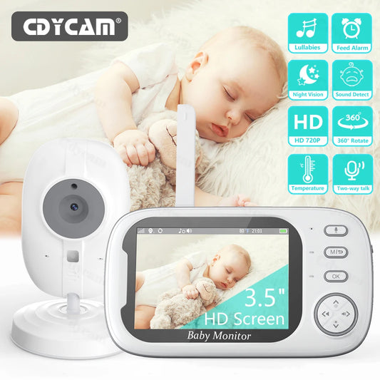 Cdycam - Nuevo monitor de vídeo inalámbrico para bebés de 3,5 pulgadas con visión nocturna, monitoreo de temperatura, audio bidireccional, cámara de seguridad para niñera.