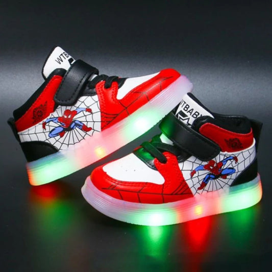 Zapatillas con luz Led, Spiderman. (Niño)